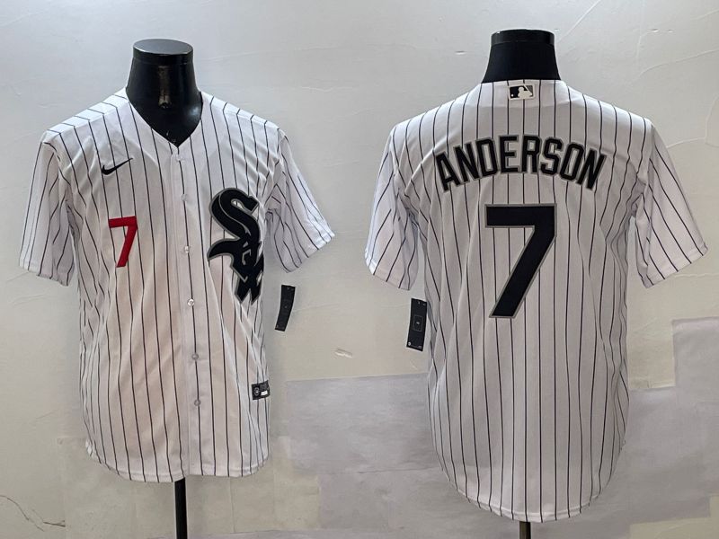 Men Chicago White Sox #7 Anderson White Stripe Game 2025 Nike MLB Jersey style 3->chicago white sox->MLB Jersey